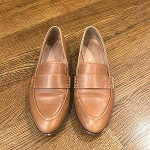 Brown leather loafers